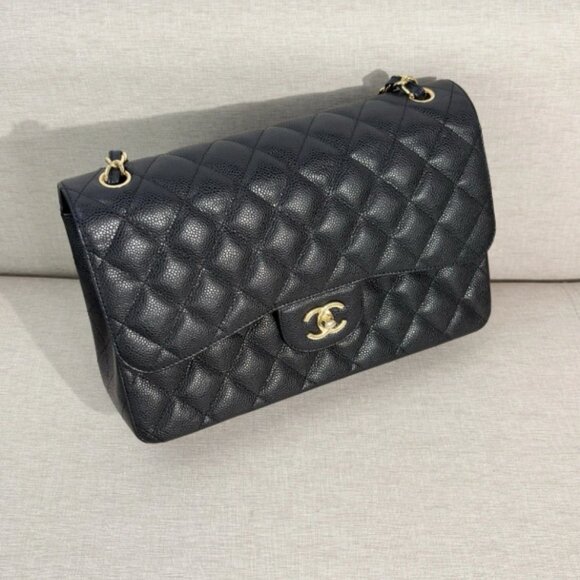 CHANEL Classic Black caviar jumbo Classic Double Flap Large Authentic Pre-Owned - Picture 13 of 15